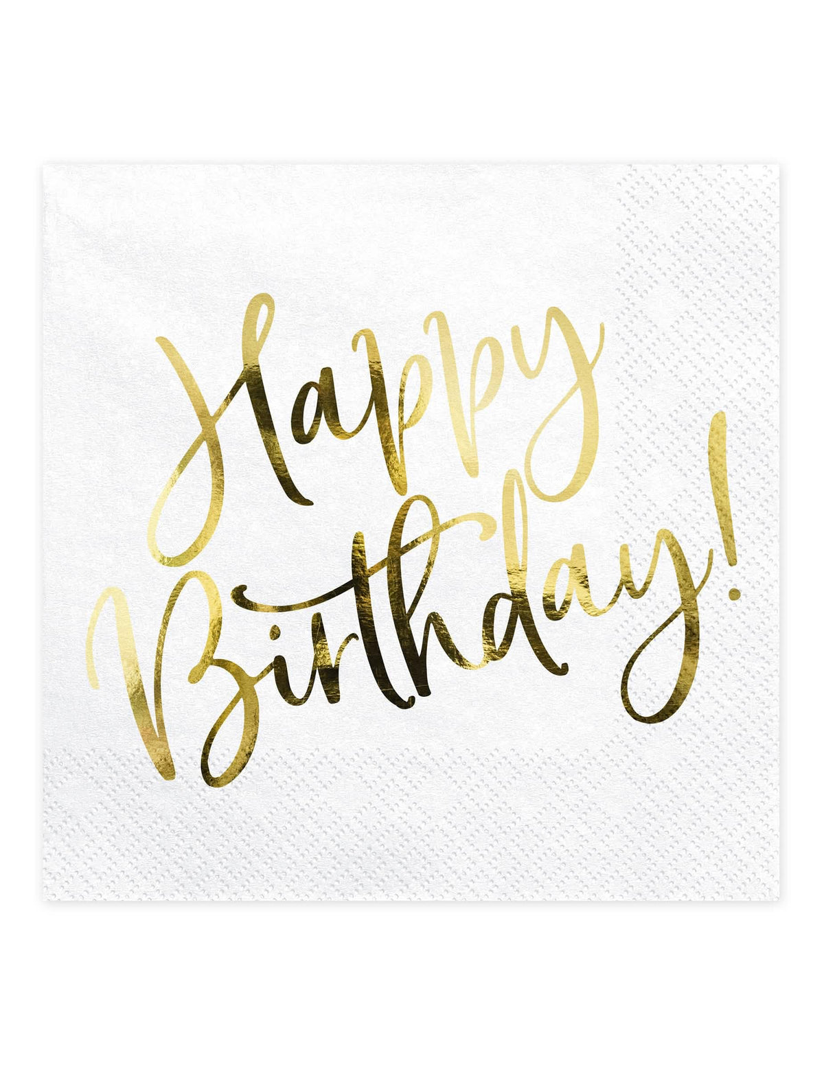 Serviettes en papier Happy Birthday pour anniversaire blanches et dorées