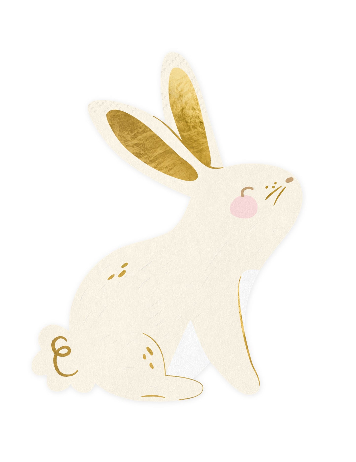 Serviettes en papier lapin blanc et or en forme de lapin
