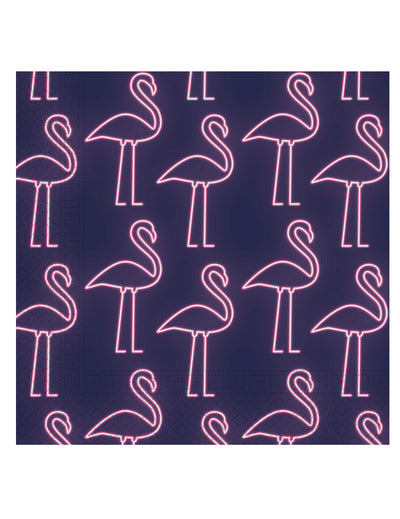 Serviettes en papier flamants roses pour décoration de fête néon rose et bleu marine