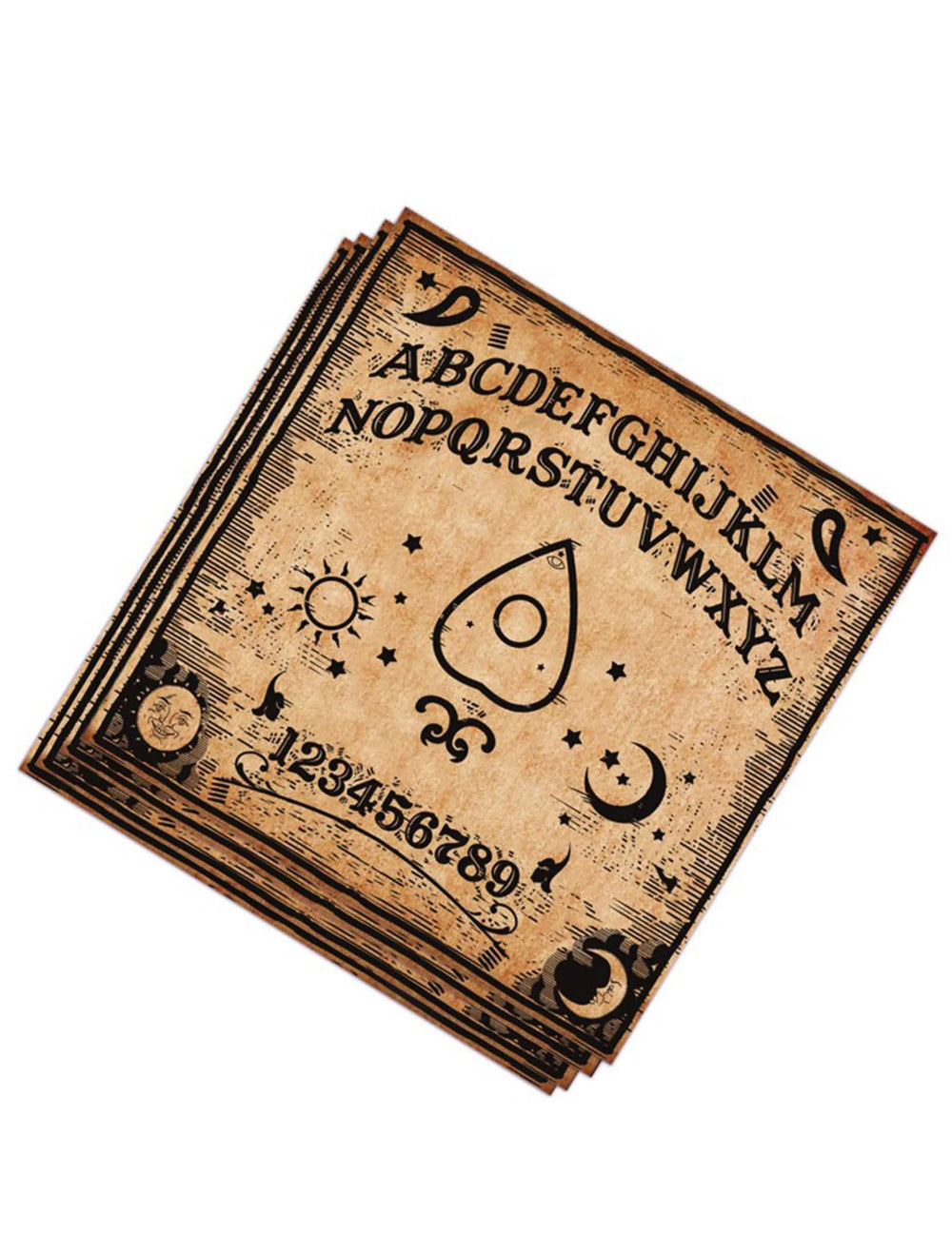 Ouija-servetit juhliin, ruskea ja musta pergamenttiefekti