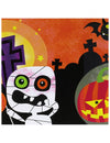 Serviettes en papier petits monstres Halloween orange avec motifs momie et citrouille