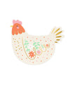 Serviettes en papier poule de Pâques pour fête blanche à motifs fleurs et dorures