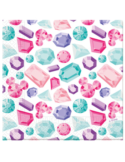 Serviettes en papier premium Minnie à motifs de pierres précieuses multicolores