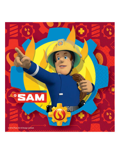 Serviettes en papier Sam le Pompier pour enfant rouge