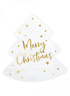 Serviettes en papier sapin Merry Christmas blanc et or décoratives