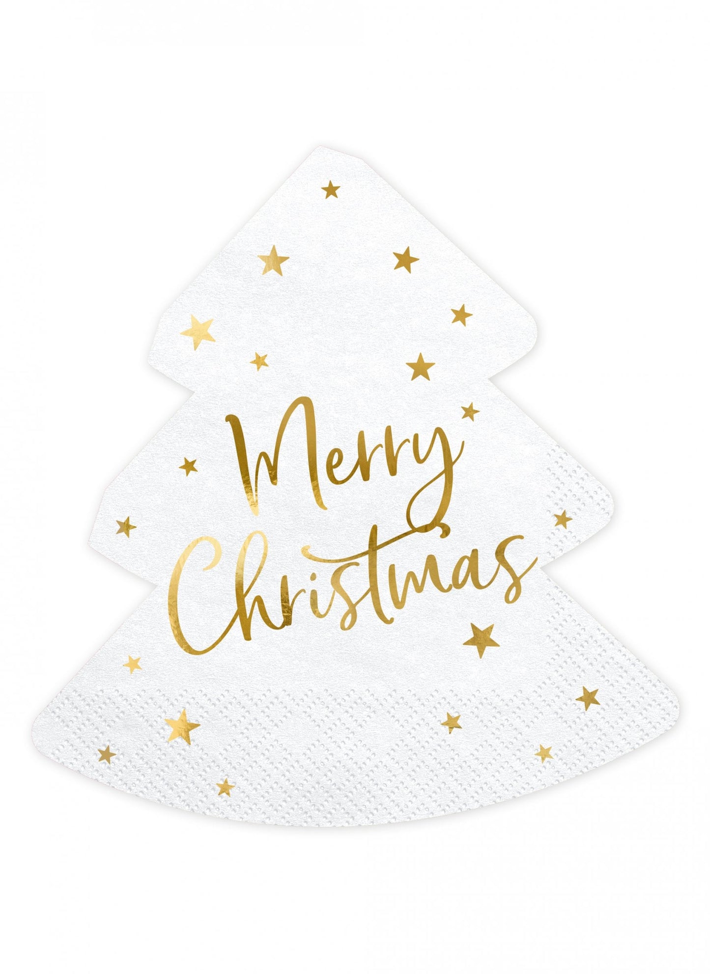 Serviettes en papier sapin Merry Christmas blanc et or décoratives