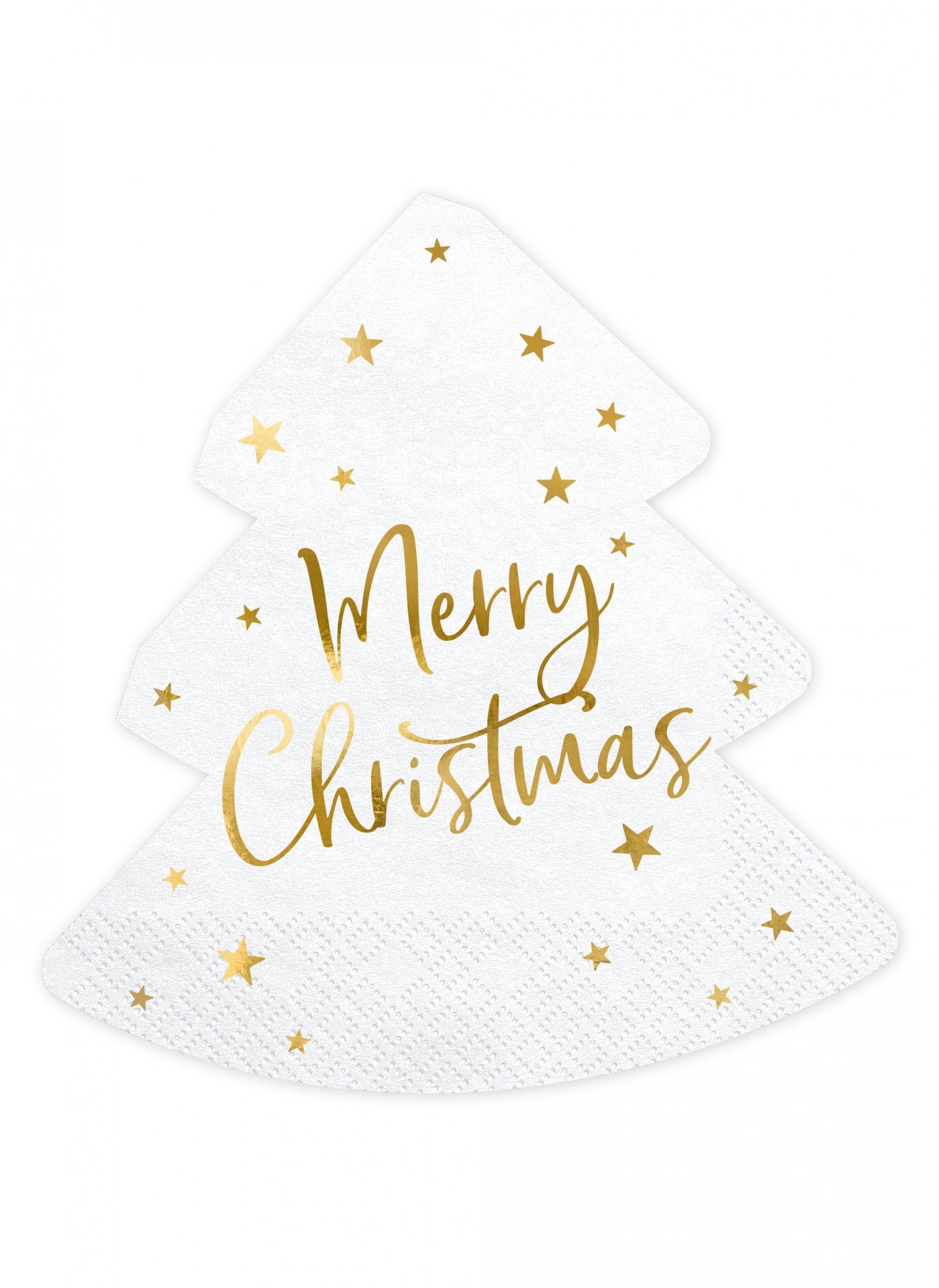Serviettes en papier sapin Merry Christmas blanc et or décoratives