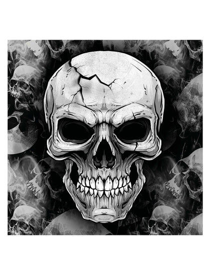 Serviettes tête de mort grises et noires avec motif de crâne craquelé et effet fumé