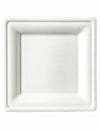 Petites assiettes carrées fibre de canne blanches compostables