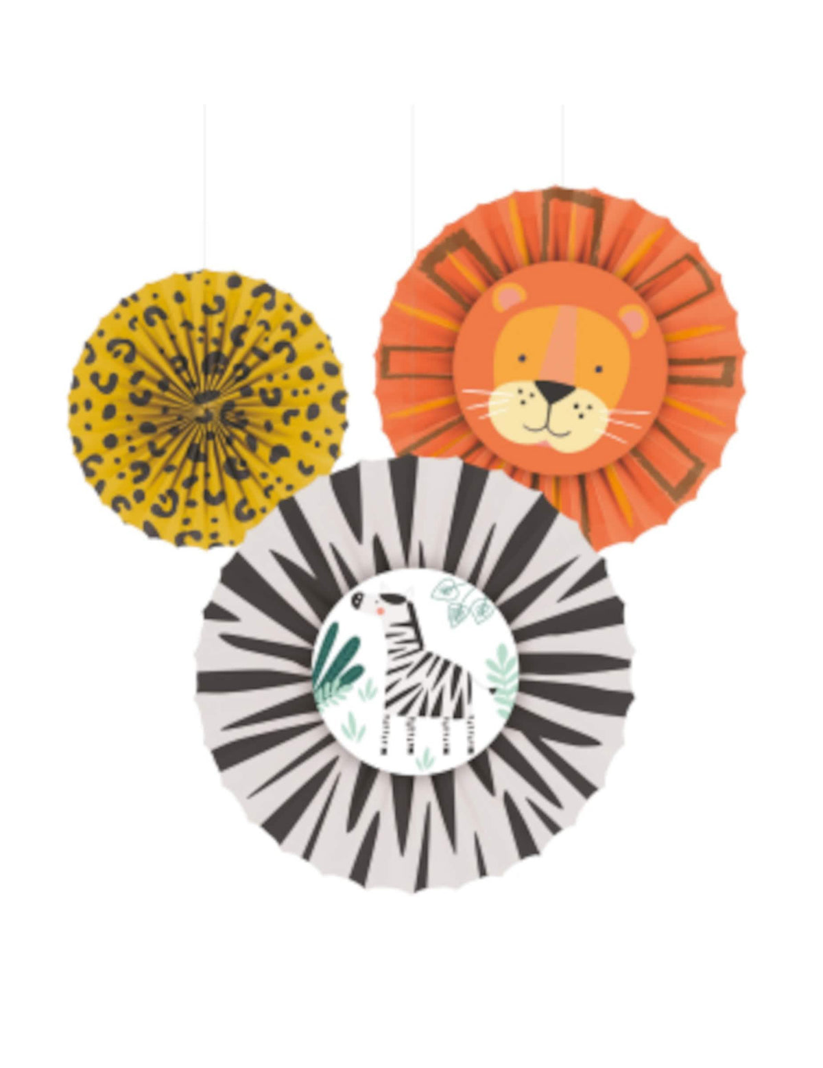 Décorations à suspendre Get Wild safari pour fête multicolores en papier motifs lion zèbre et léopard