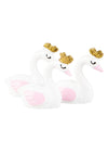 Figurines en résine cygne pour baby shower rose et doré