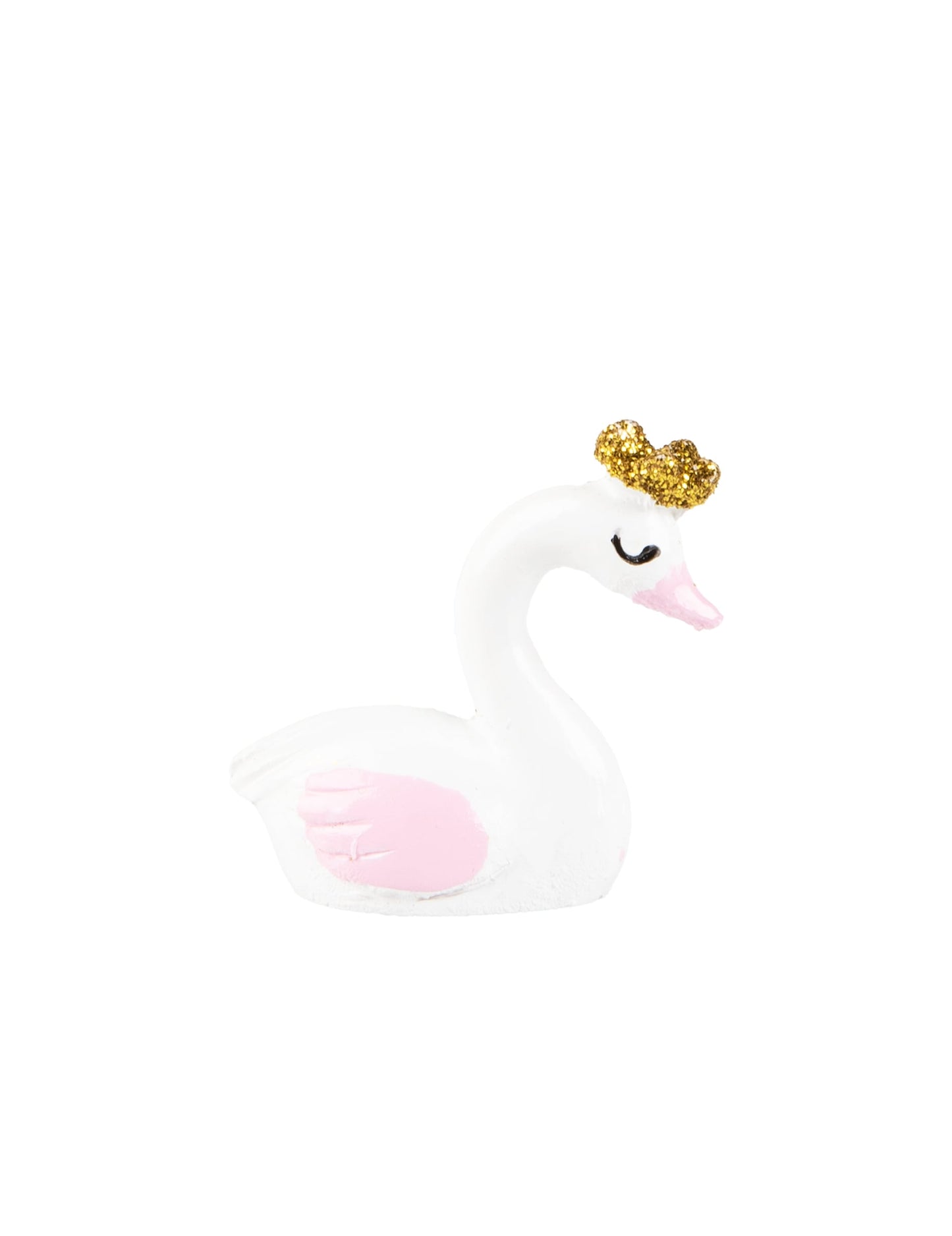 Gros plan sur une des figurines en résine cygne pour baby shower
