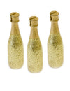 3 marque-places bouteille de champagne pour fête doré à paillettes