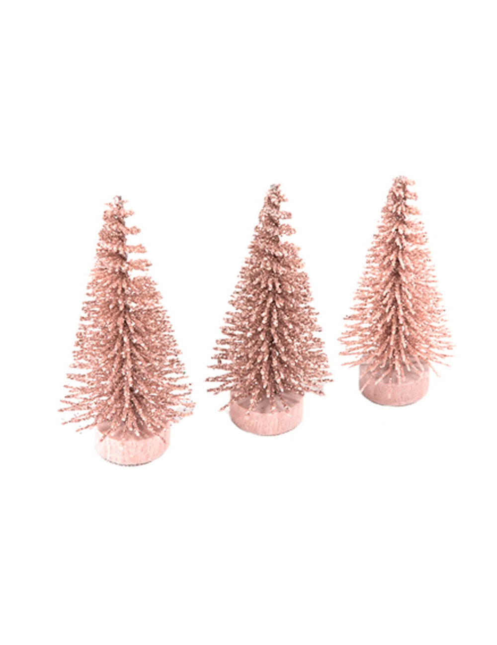 Petits sapins artificiels de Noël pour décoration rose gold pailletés
