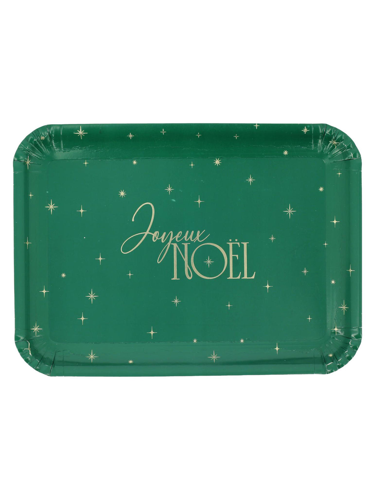 3 kpl Joyeux Noël -tarjotinta, vihreä ja kulta, kartonki 35 x 25,5 cm