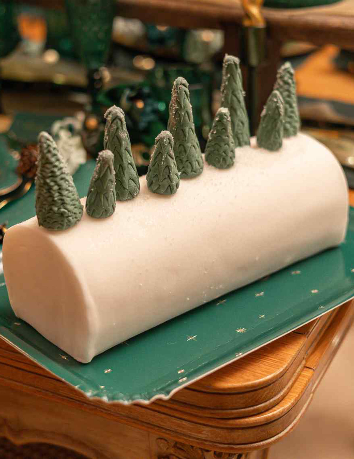 3 kpl Joyeux Noël -tarjotinta, vihreä ja kulta, kartonki 35 x 25,5 cm