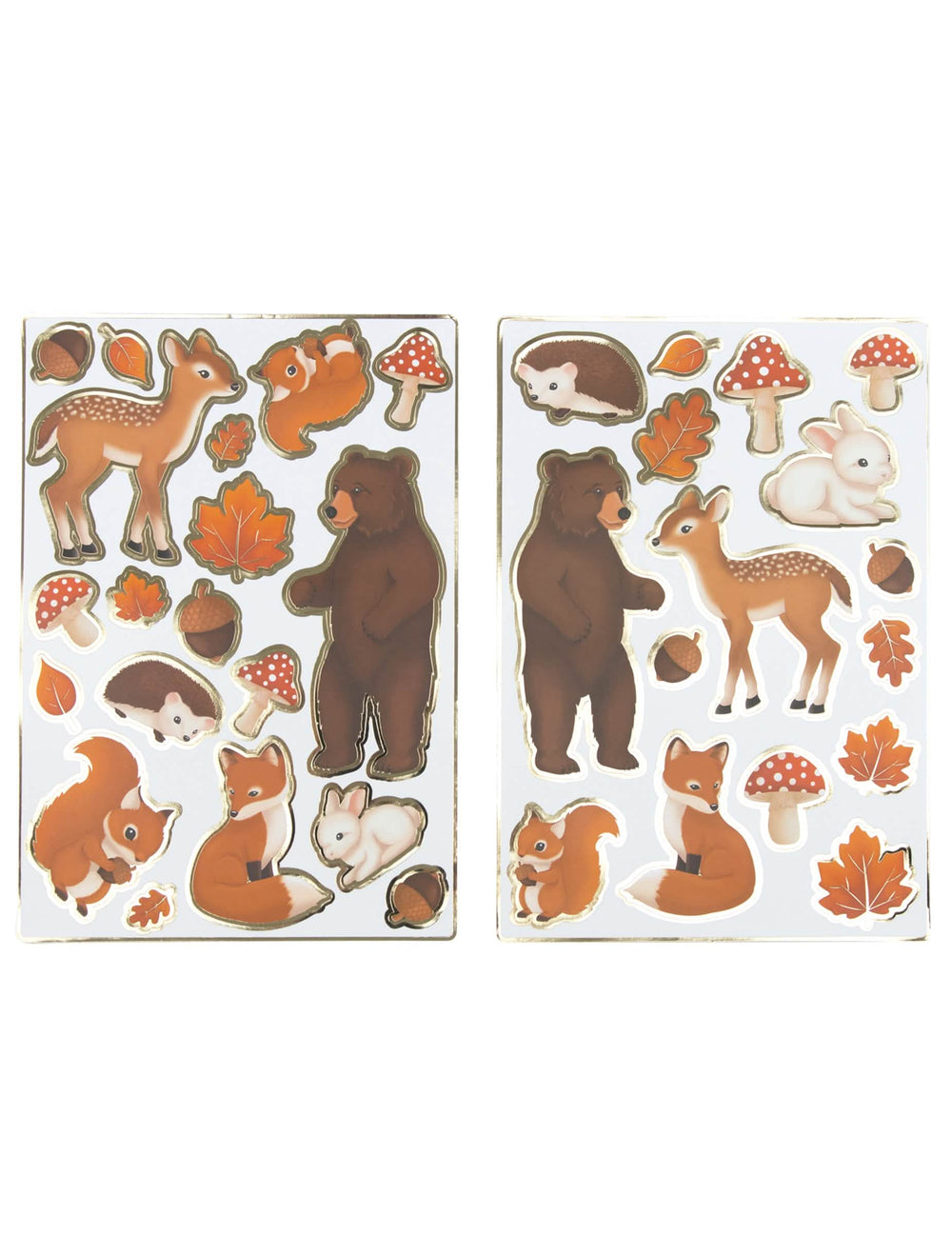Stickers woodland animaux des bois pour décoration forêt avec bordures dorées