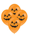 Ballons LED citrouille pour Halloween orange avec visages noirs
