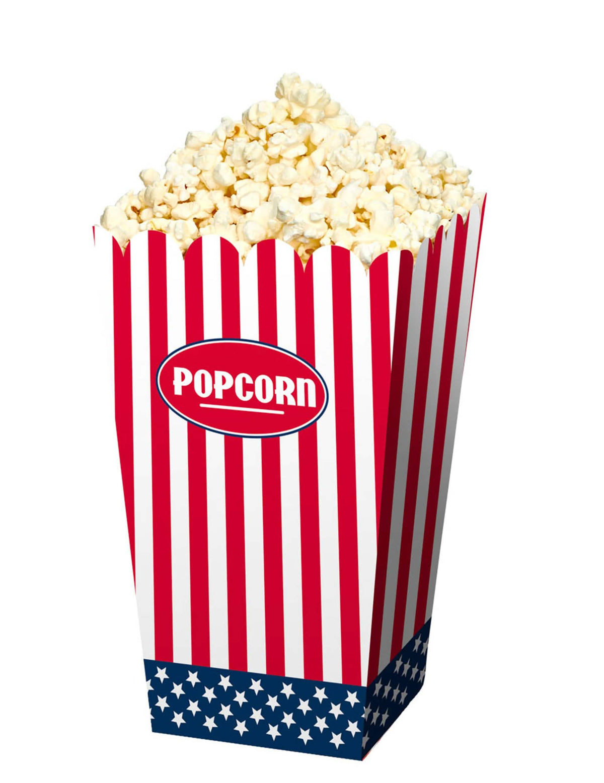 Popcorn-laatikot usa juhliin punainen valkoinen ja sininen raidalliset tähtikuviolla