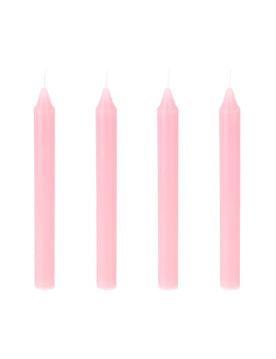 4 vaaleanpunaista kruunukynttilää 20 cm