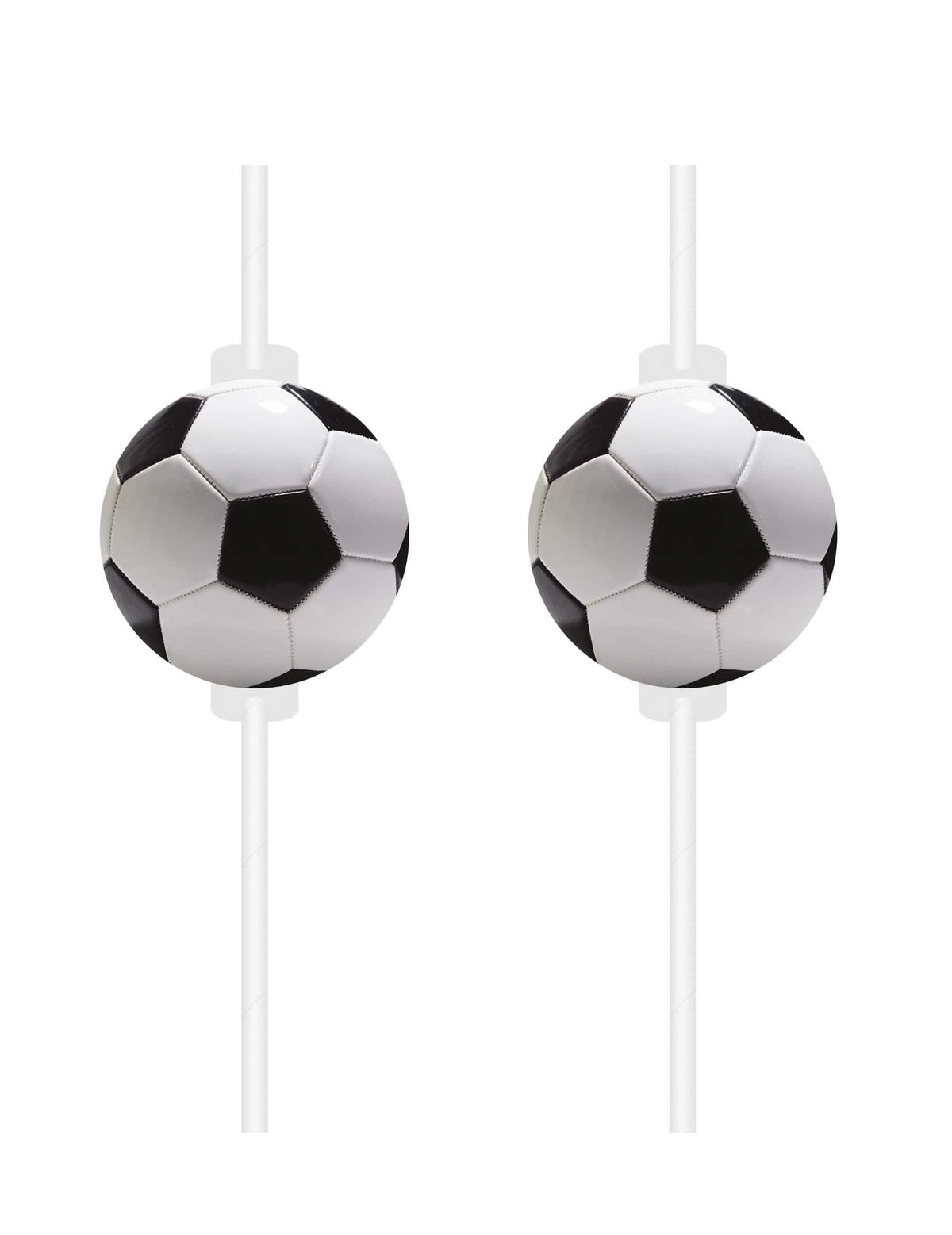 4 pailles en carton football party pour fête noir et blanc avec ballon