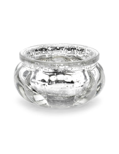 Photophore en verre miroir pour table argenté
