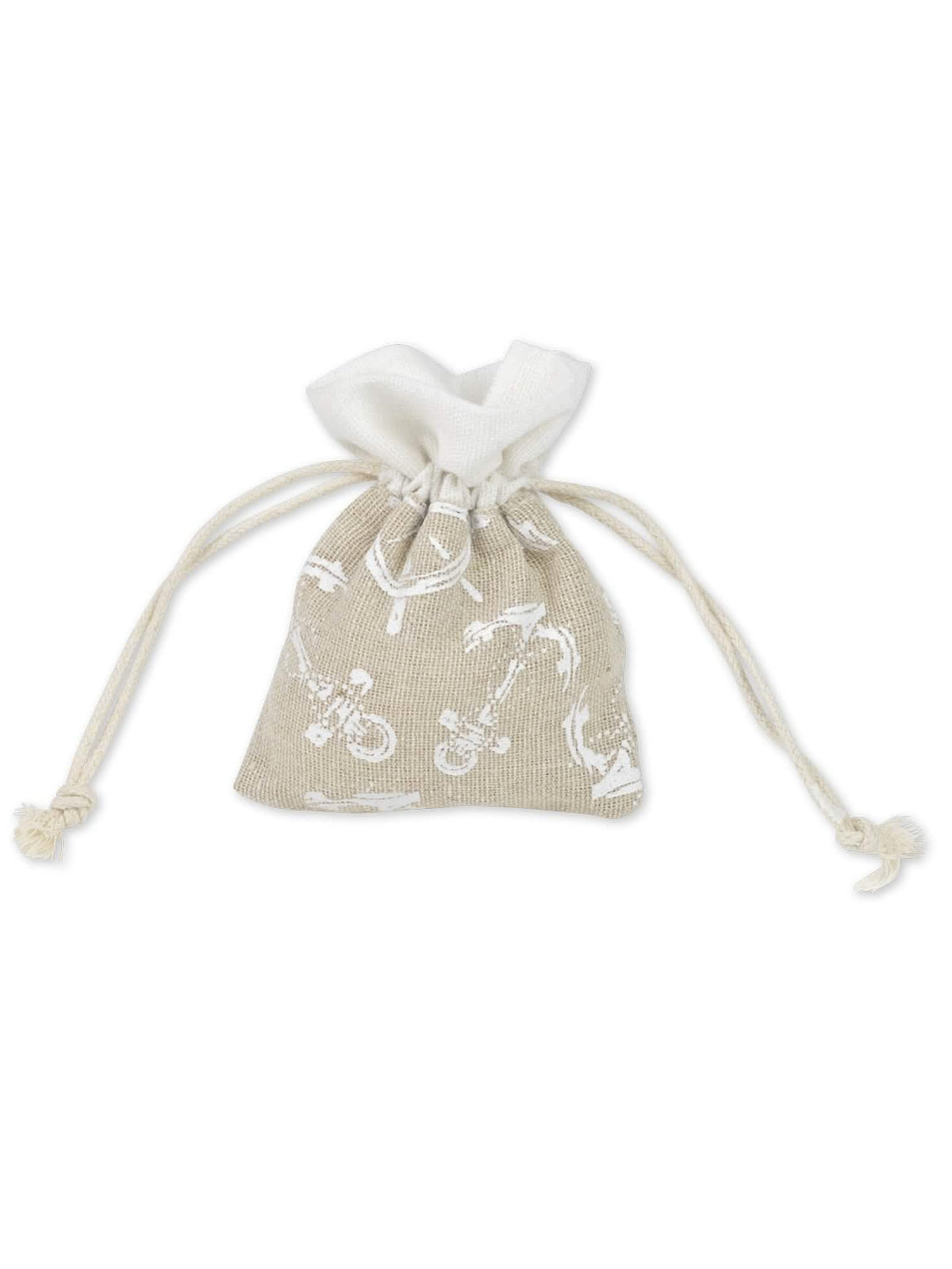 Pochon en lin thème marin pour fête blanc avec ancre et gouvernail