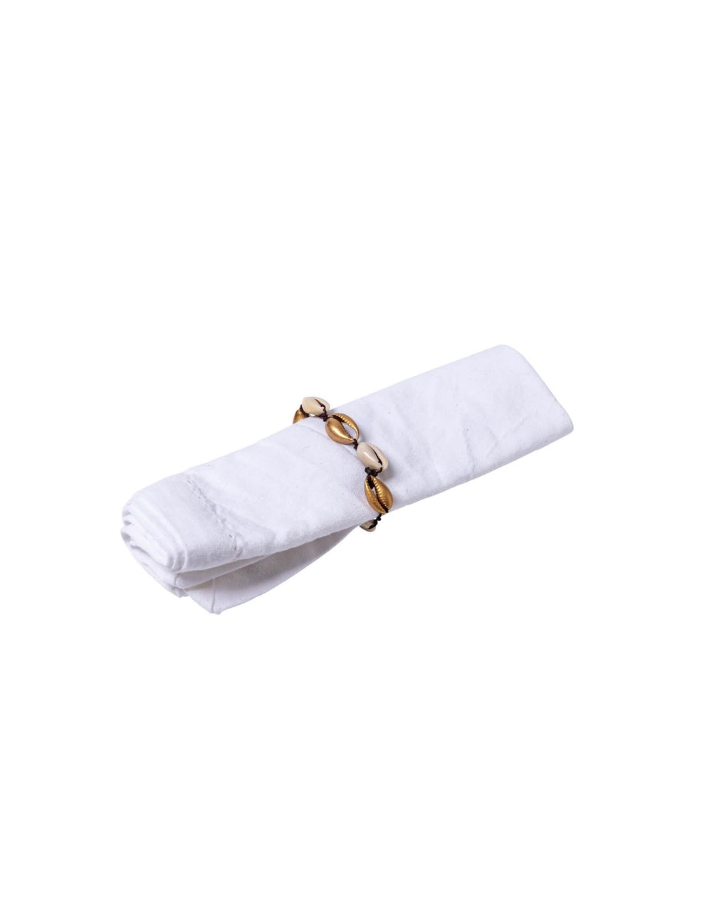 Ronds de serviettes décor marin coquillages naturels et dorés