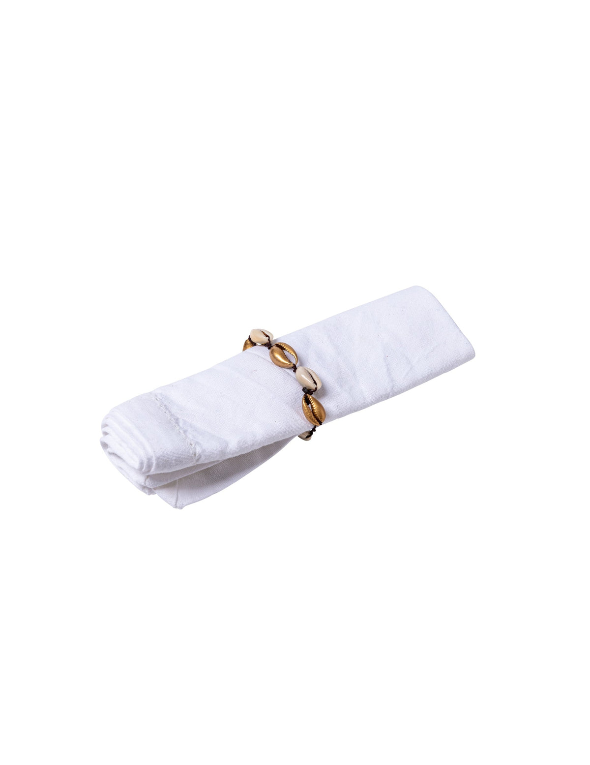 Ronds de serviettes décor marin coquillages naturels et dorés