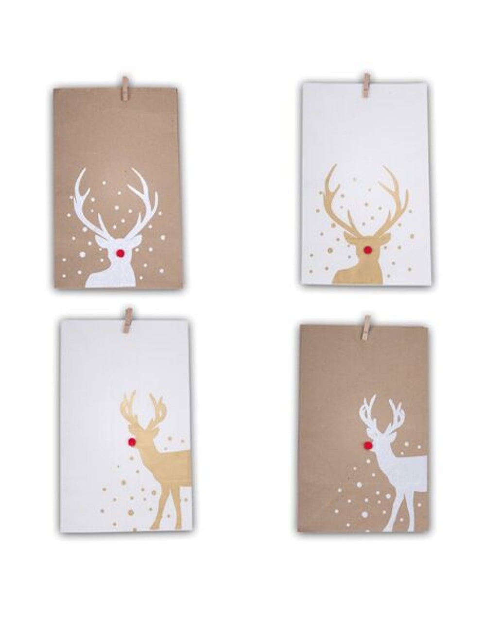 Gros plan sur la version kraft des sachets en papier Rudolph rennes pour Noël