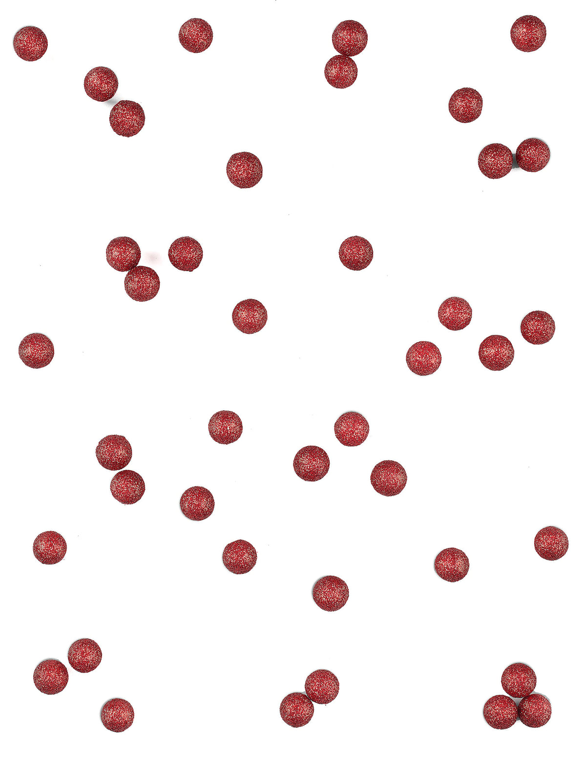 Vue d'ensemble du lot de boules de décoration pailletées pour fête rouge en mousse