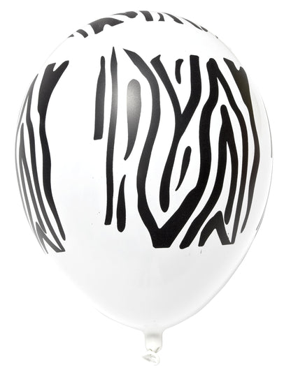 Zoom sur le motif zèbre du ballons en latex imprimé safari animaux de la savane