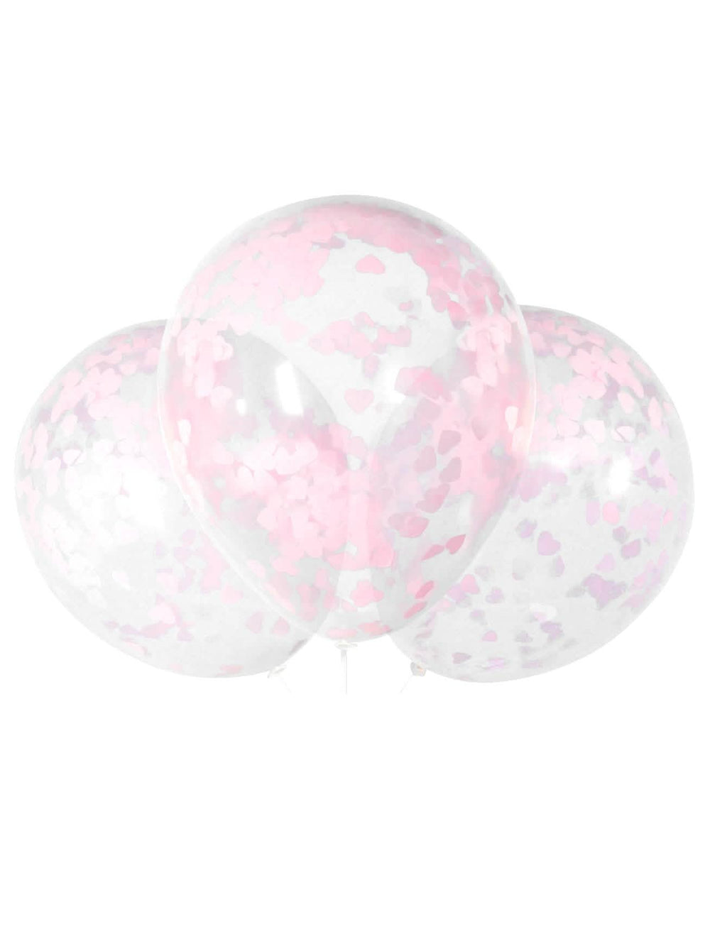 Ballons en latex confettis cœurs pour fête transparents et roses