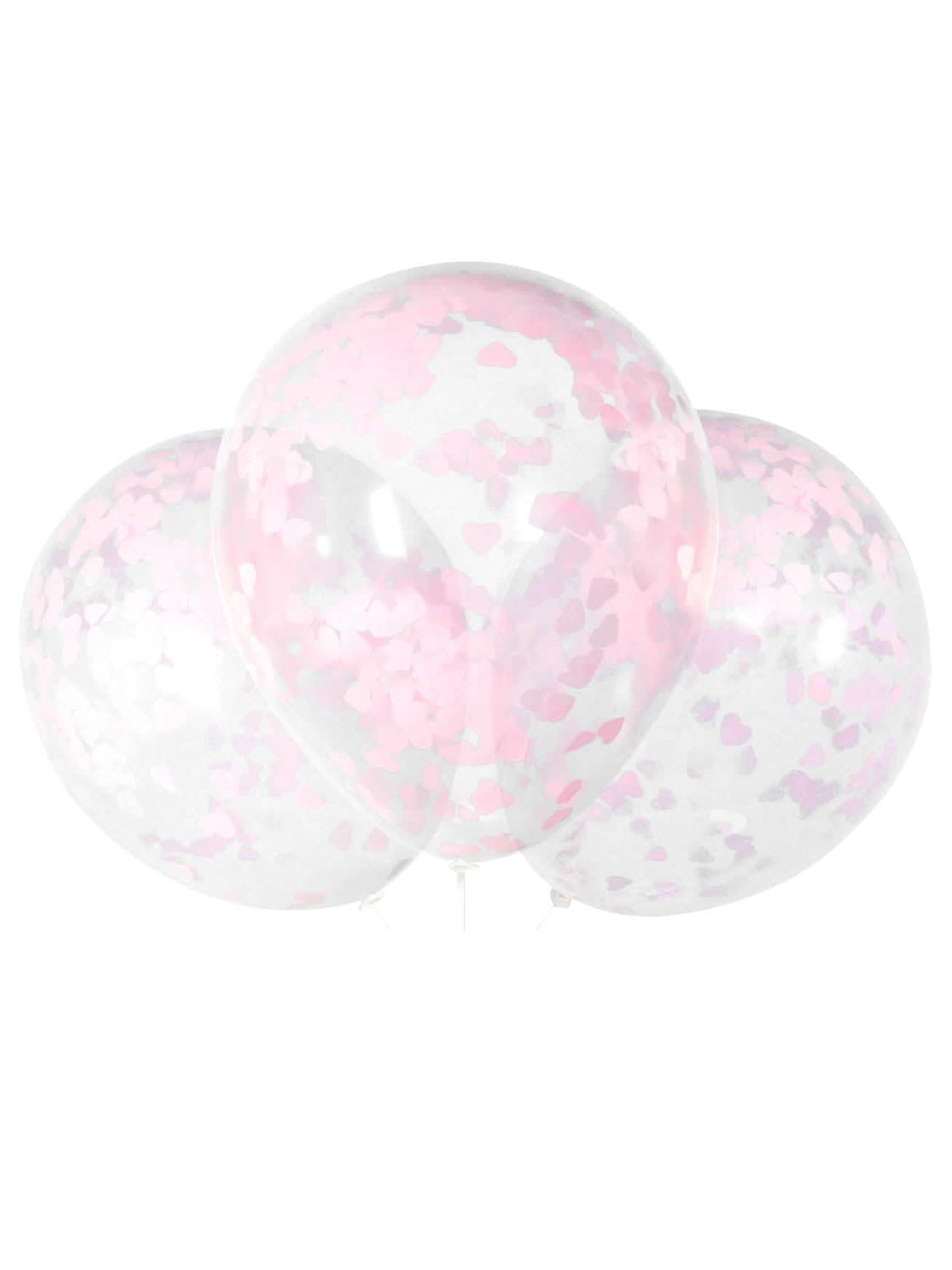 Ballons en latex confettis cœurs pour fête transparents et roses