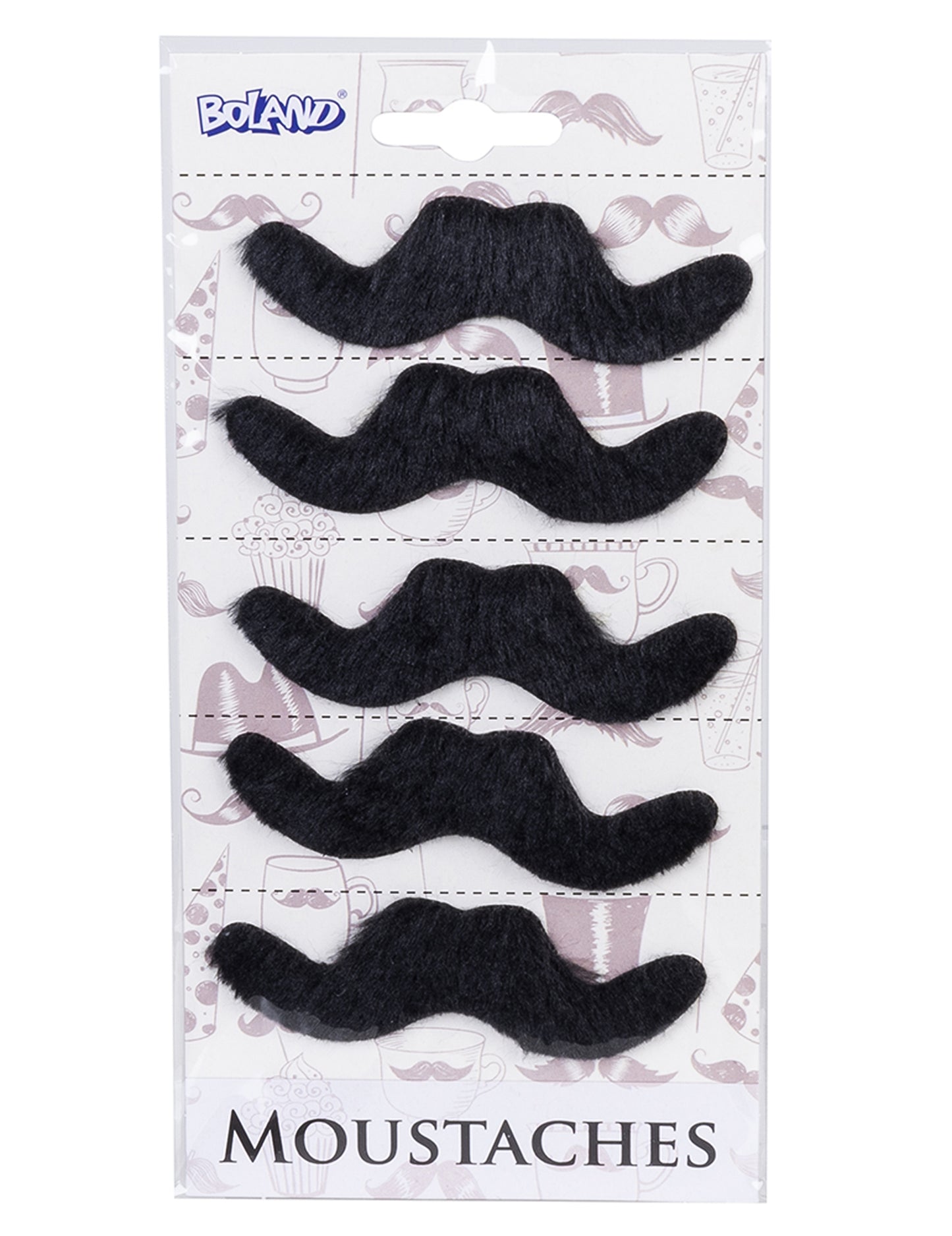 Moustaches adhésives pour adulte noires lot de 5