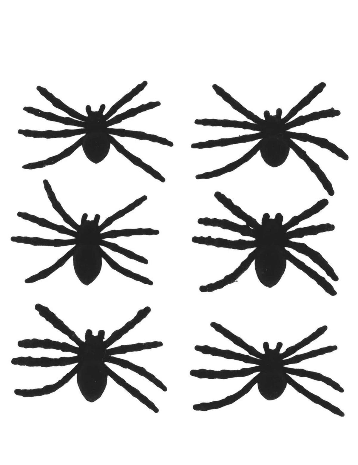 6 tarrakiinnitteistä mustaa samettihämähäkkiä 7 x 5,5 cm