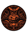 Assiette citrouille gothique orange et noir avec motifs de crânes et corbeaux