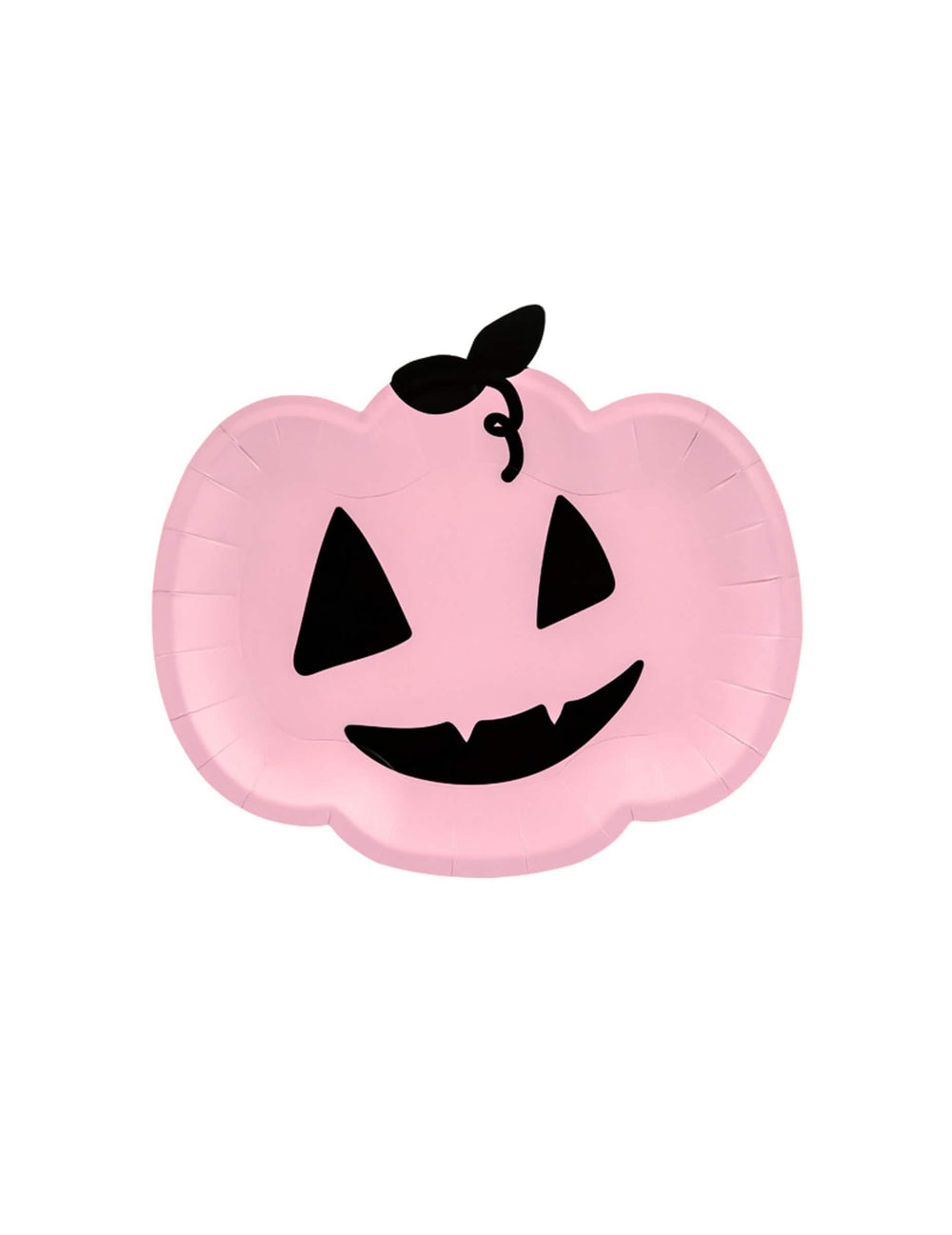 Assiettes en carton citrouille pour Halloween rose et noire souriante