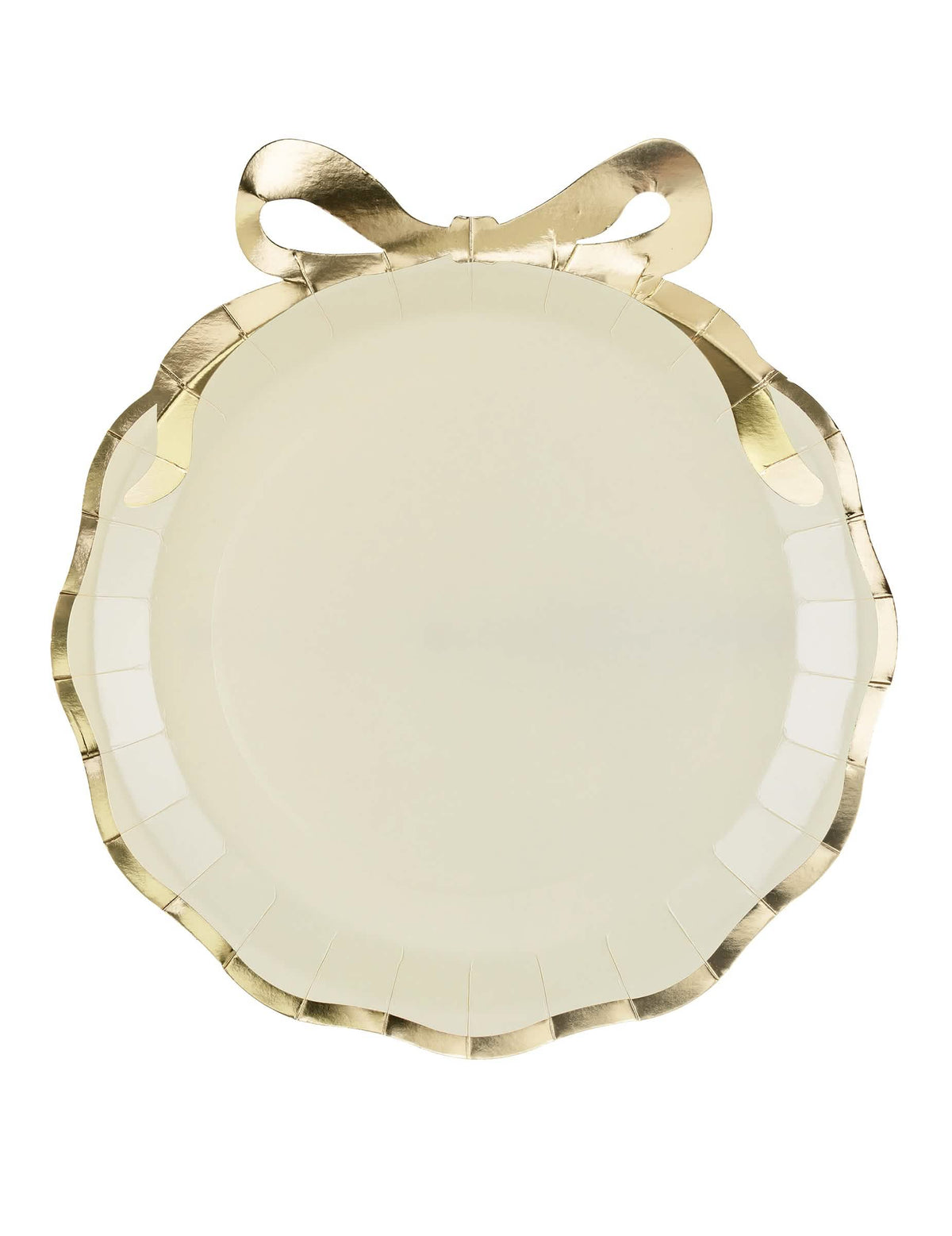 6 lautasta Beige ja kultainen rusetti 24 x 26,8 cm