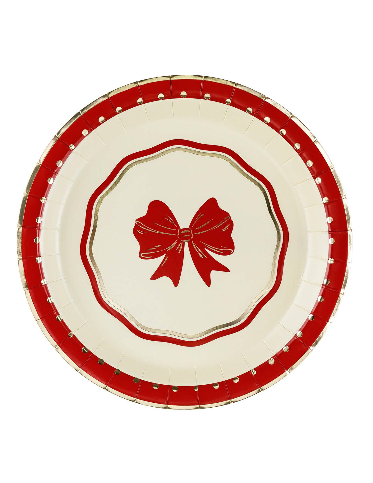 6 lautasta Punainen ja beige rusetti 18 cm