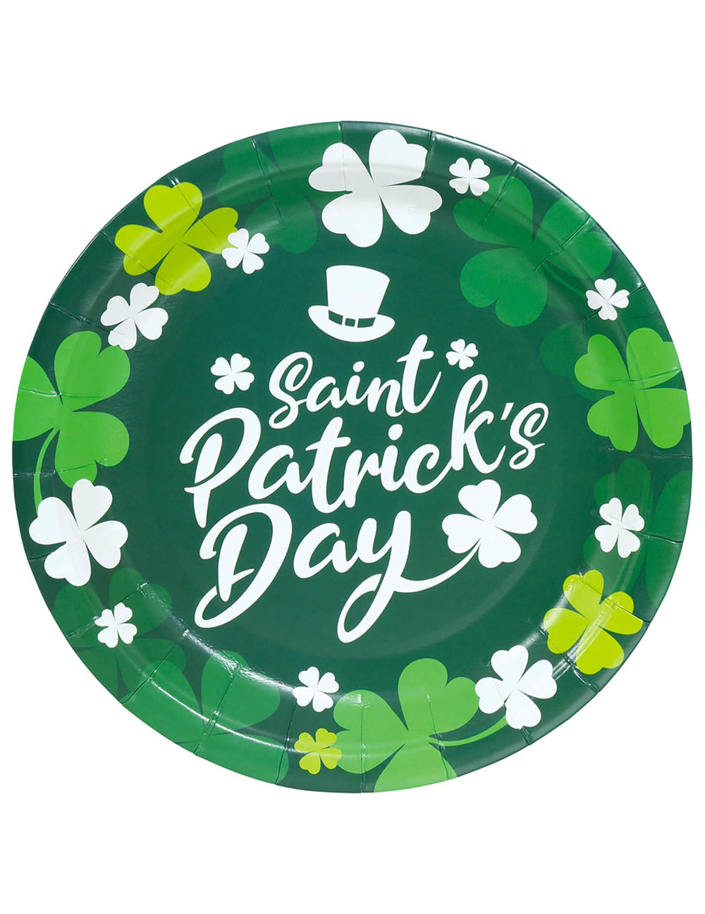 Assiettes Saint Patrick pour fête vertes avec trèfles et texte blanc