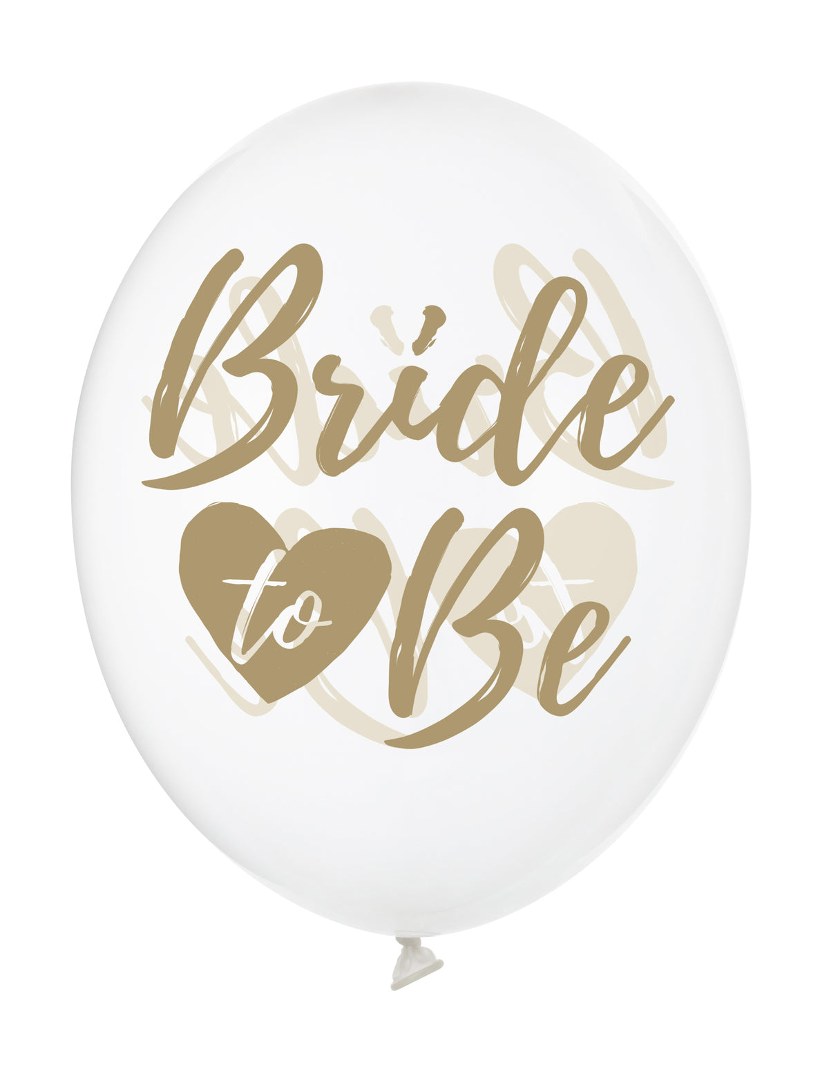 Gros plan sur l'inscription dorée des ballons transparents bride to be pour décoration evjf