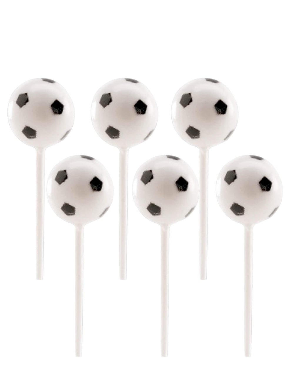 Ballons de foot en plastique sur pic pour fête blancs et noirs