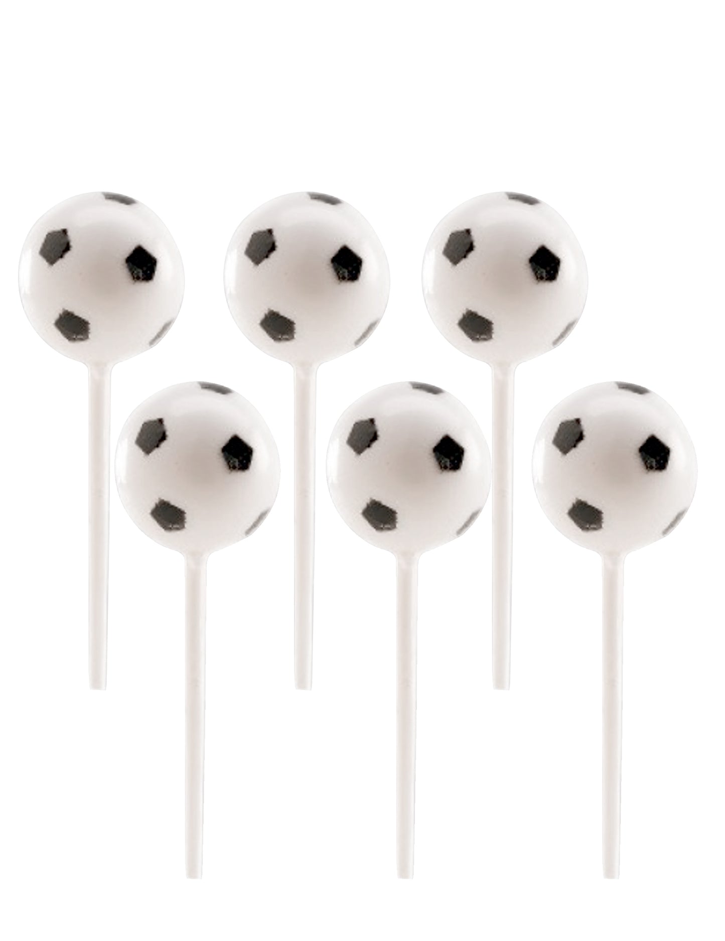 Ballons de foot en plastique sur pic pour fête blancs et noirs