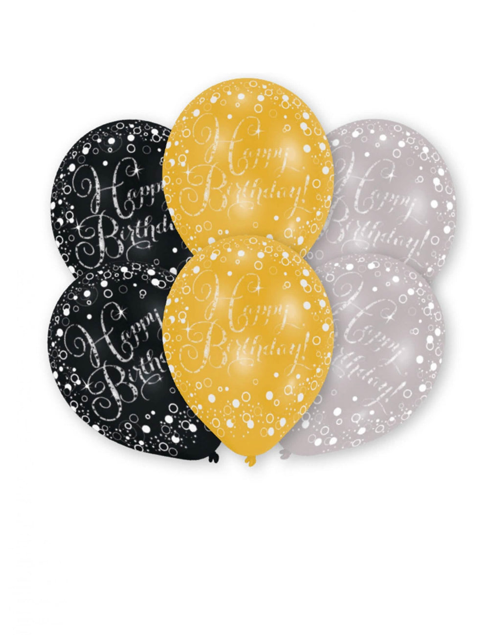 ilmapallot lateksista Happy Birthday säihkyvään juhlintaan synttärit musta kulta ja hopea