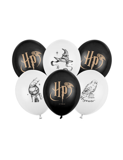 6 Harry Potter™ ilmapalloa mustavalkoinen 30 cm