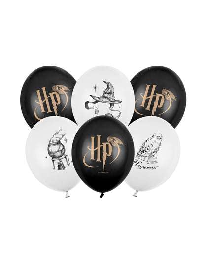 6 Harry Potter™ ilmapalloa mustavalkoinen 30 cm