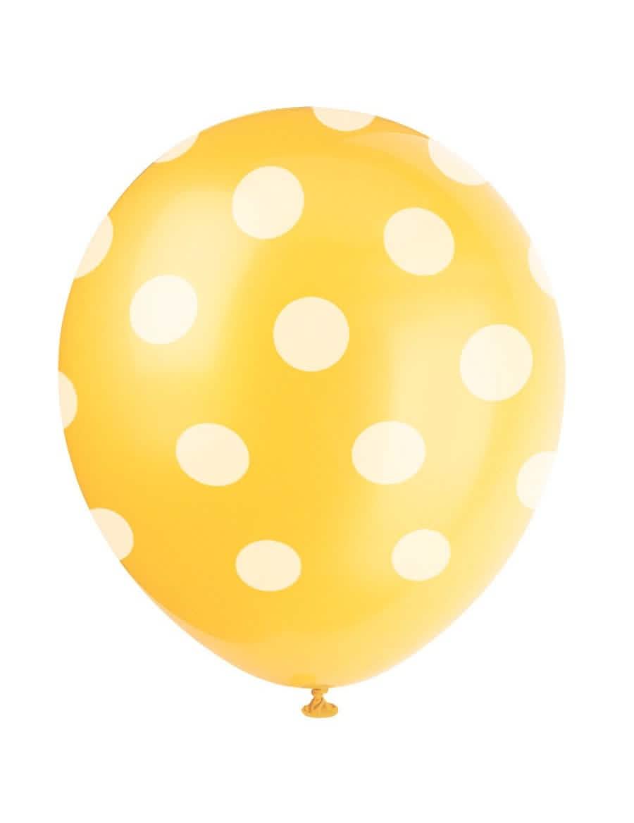Latex-ilmapallo valkoisilla pilkuilla juhliin keltainen valkoisilla pilkuilla
