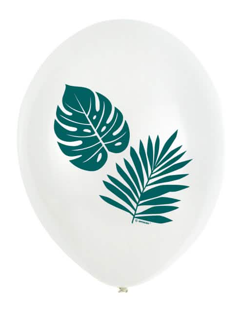 Ballon blanc à motifs de feuilles vertes des ballons en latex tropical chic
