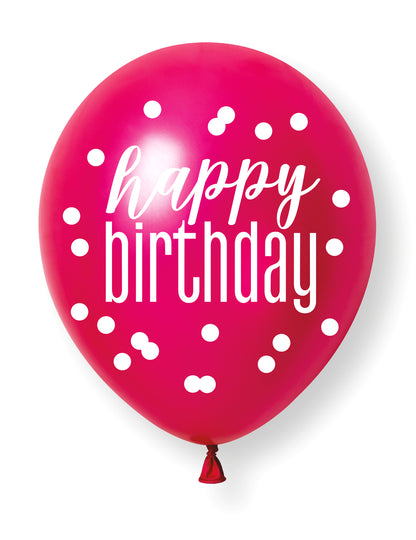 Värikkäät Happy Birthday -ilmapallot, 6 kpl